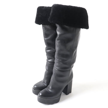LOUIS VUITTON Knee-high boots Main: Leather Lining: Mouton black Bobble Line Women 36 Used