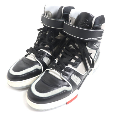 LOUIS VUITTON High cut sneakers 1A54IS Main: Leather Black x gray LV trainer line Velcro mens 6 Used