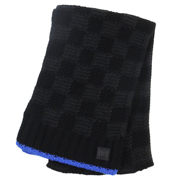 LOUIS VUITTON Scarf M70933 Main: 100% cashmere, part: leather black Damier Escharp Helsinki mens Used