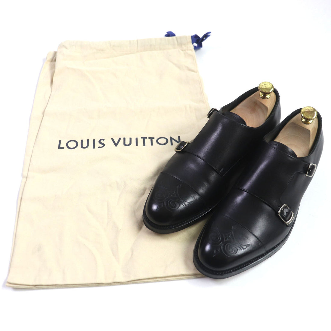 LOUIS VUITTON Leather shoes leather black Monceau Flex Line 6.5
