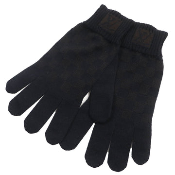 LOUIS VUITTON gloves 402330 wool Black brown Gompute Damier