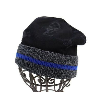 LOUIS VUITTON Knit cap M76574 wool Black gray blue Bonnet Monogram