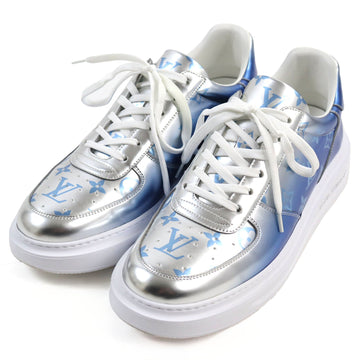 LOUIS VUITTON sneakers 1A8VEE Main: Leather Silver Blue White Beverly Hills Line mens 7.5 Used