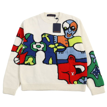 LOUIS VUITTON knit 1AB4QA wool Ivory type Multicolor LV Puzzle Jacquard Crewneck L