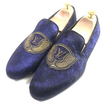 LOUIS VUITTON loafers Velor Navy Auteuil Line Embroidered slip-ons 6