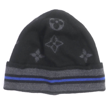 LOUIS VUITTON Knit cap M76821 Main: 100% wool black Bonnet Monogram Stripe mens Used