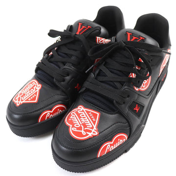 LOUIS VUITTON sneakers Main: Leather Black red LV trainer line mens 7.5 Used
