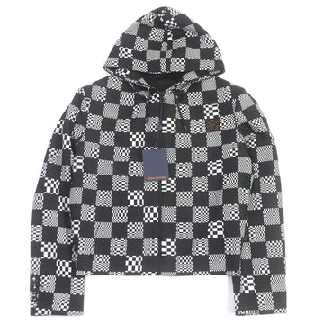 LOUIS VUITTON Hoodie 1A8PC2 Outer: 68% wool, Outer: 32% polyester, Lining: 34% cupra, 28% acetate, 25% rayon, 13% cotton black Distorted Damier Constructed Hoodie mens 44 Used