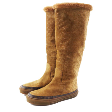 LOUIS VUITTON Knee-high boots Mouton Brown Snowball line 38