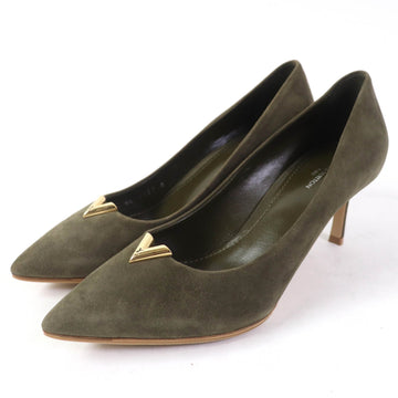 LOUIS VUITTON pumps Main: Suede leather khaki Heartbreaker Line Women 37 Used