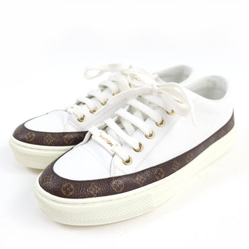 LOUIS VUITTON Low cut sneakers Main: Leather, Part: Monogram canvas white Stellar Line Women 36.5 Used