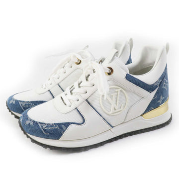 LOUIS VUITTON sneakers leather White Indigo Blue Run away line 37