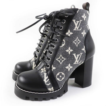 LOUIS VUITTON Ankle boots 1AB2XR leather Black Gray type Star trail line 36