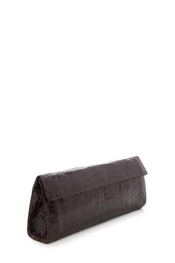 Nancy Gonzalez Brown Croc Clutch