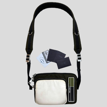 Prada 2018 Rubber Race Logo Bandoliera Crossbody Pocket Bag + Cards