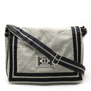 CHANEL CHANEL SPORTS LINE COCOMARK SHOLDER BAG Messenger Bag Saten Nylon Silver Black A31751