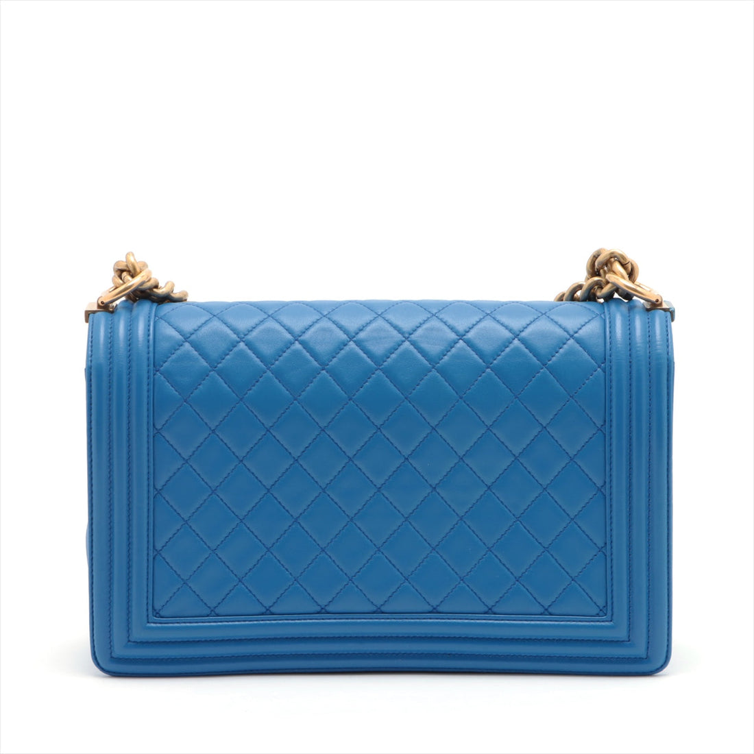 CHANEL Boy Chain Shoulder Bag in Lambskin Blue