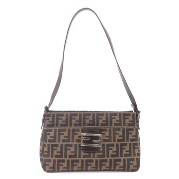 FENDI Zucca Canvas Leather Shoulder Bag Khaki Black Brown 26566