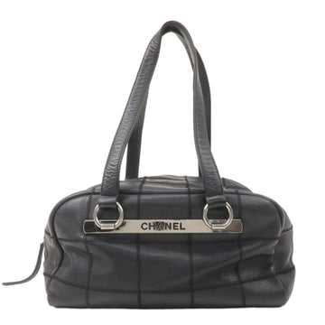 CHANEL Chocolate Bar Caviar Skin Boston Bag Black A26135