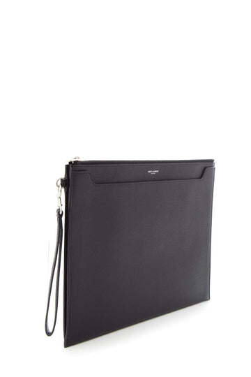 Saint Laurent Black Leather Clutch/Tablet Sleeve