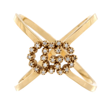 GG Running Cross Ring 18K Yellow Gold with Diamonds