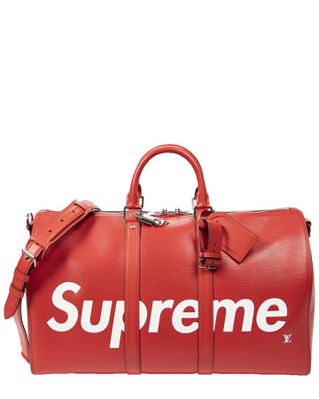 Louis Vuitton Limited Edition Red Supreme Epi Leather Keepall Bandouliere