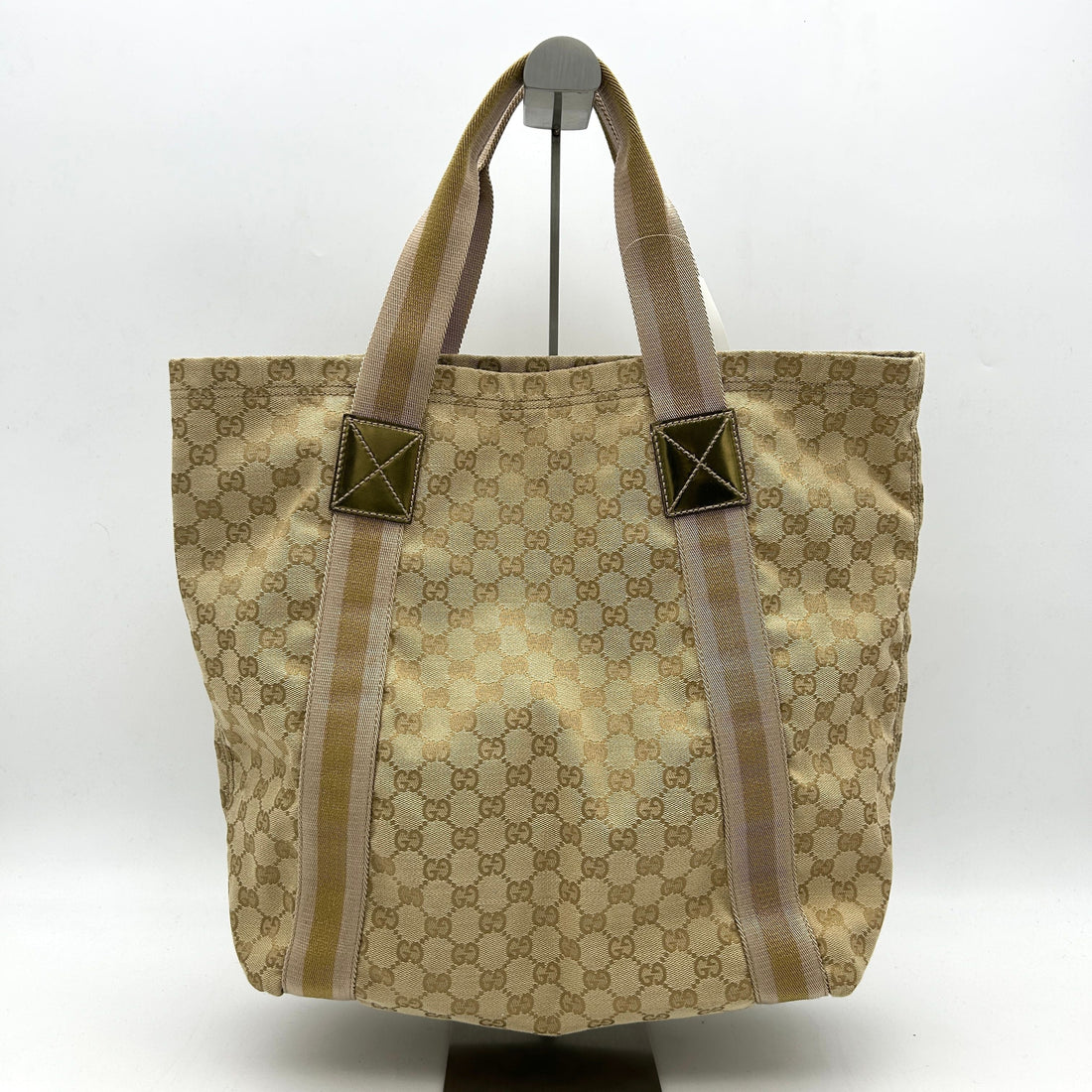 GUCCI GG Monogram Medium Web Handle Vertical Tote Pink Gold gu9929sb