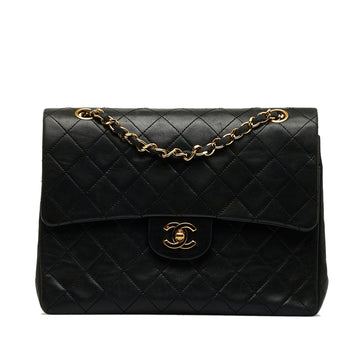 Chanel Classic Double Flap Medium Tall Black Lambskin Gold