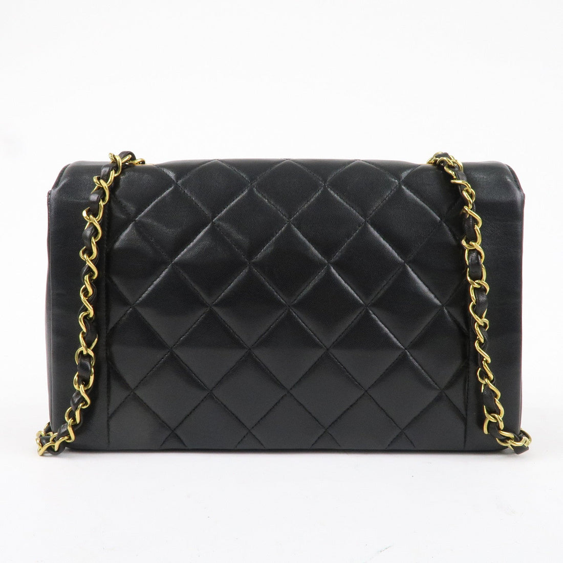 CHANEL Matelasse Lambskin Diana Chain Shoulder Bag Black A01165