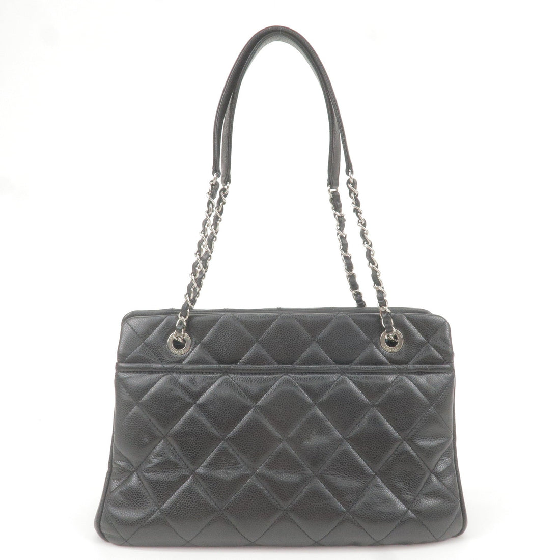 CHANEL Matelasse Caviar Skin Chain Tote Bag Black A67294