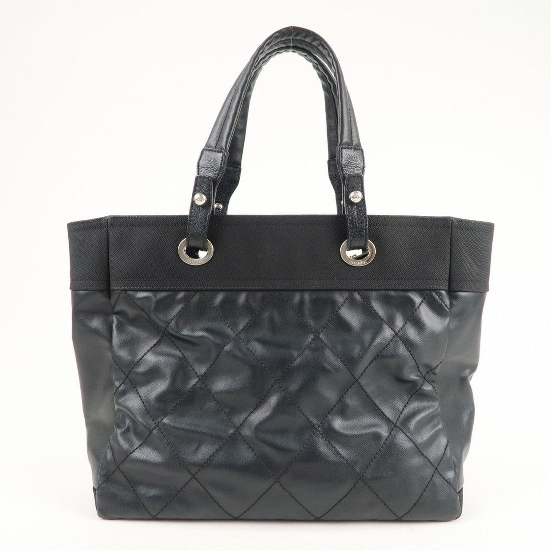 CHANEL Paris Biarritz MM Coated Canvas Leather Tote Bag A34209