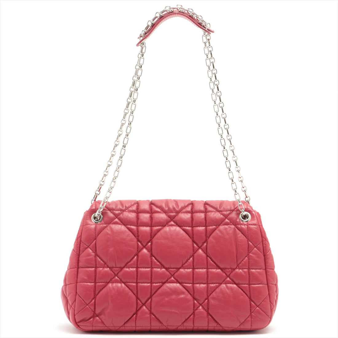 Christian Dior Leather Chain Shoulder Bag Red