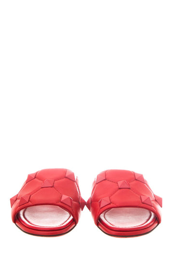 Valentino Red Leather Rockstud Slides SZ 35