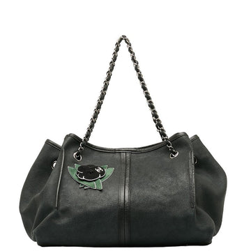 Chanel Shoulder Bag Leather/Nuback Black Green  and Gentlemen