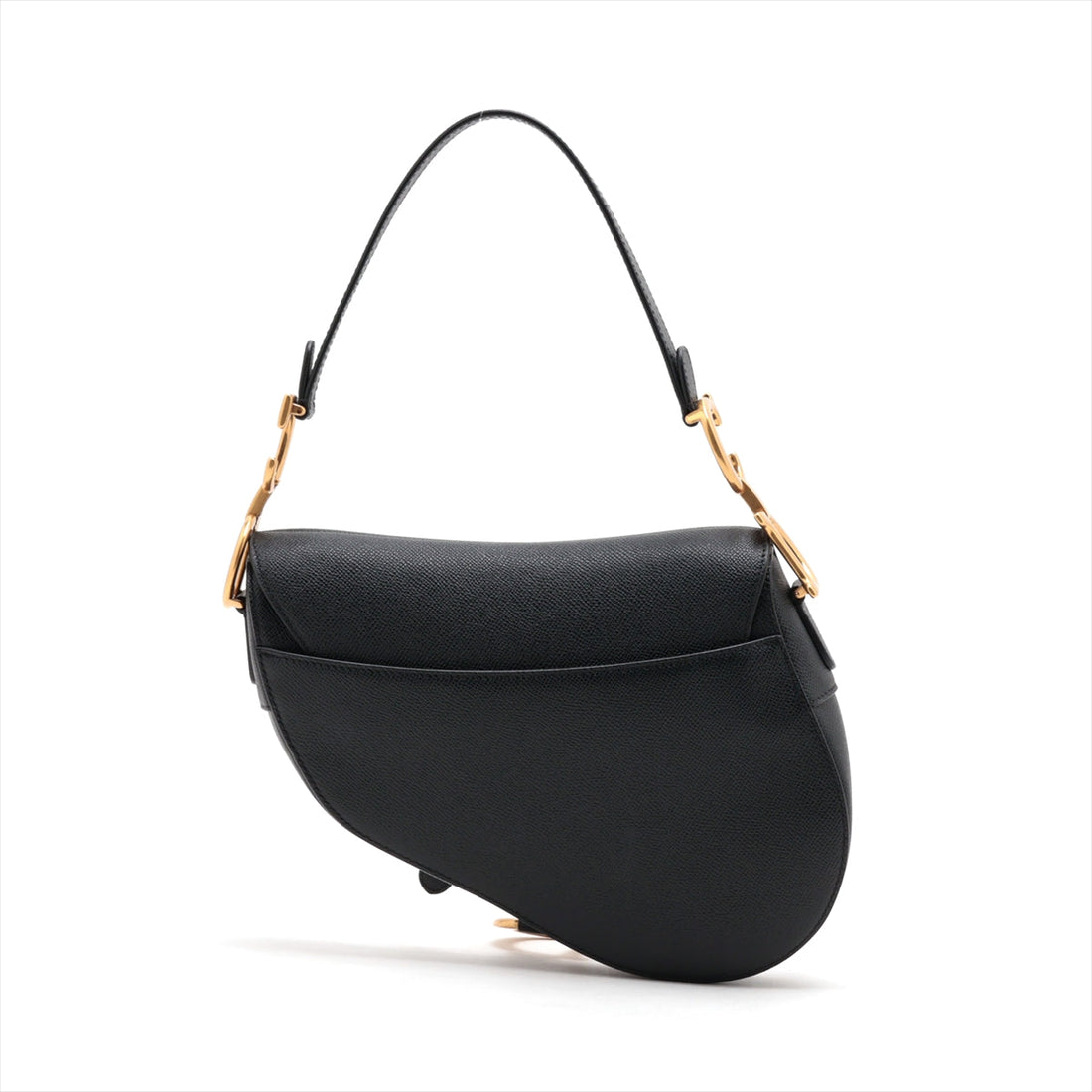 Christian Dior Saddle Bag Leather Shoulder Bag Black