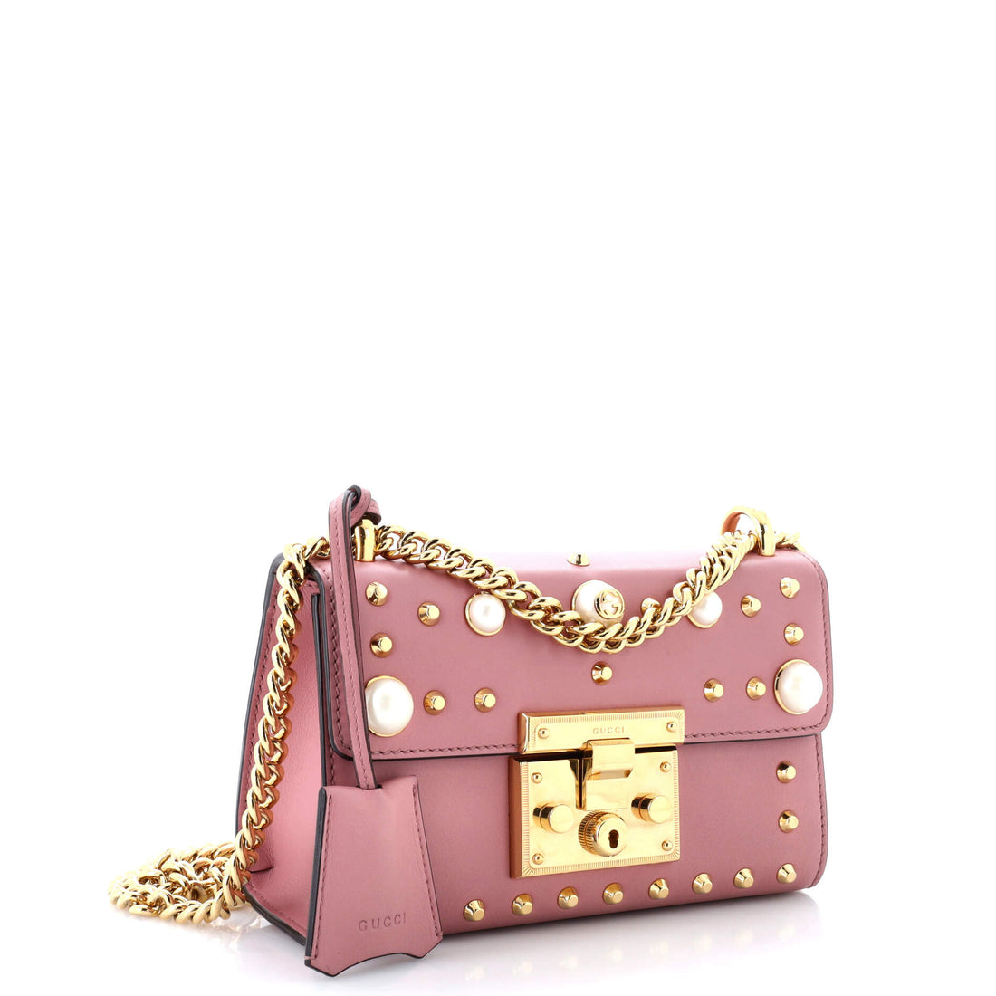 Pearly Padlock Shoulder Bag Studded Leather Small