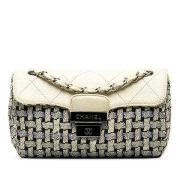 CHANEL CHANEL WILDSTETCH COCOMARK SHOLDER BAG WOOL/LEADER BLUE WHITE LADY'S WILDSTETCH PARIS MARKET SHOP