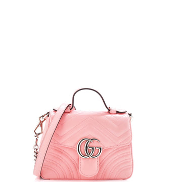GG Marmont Top Handle Flap Bag Matelasse Leather Mini