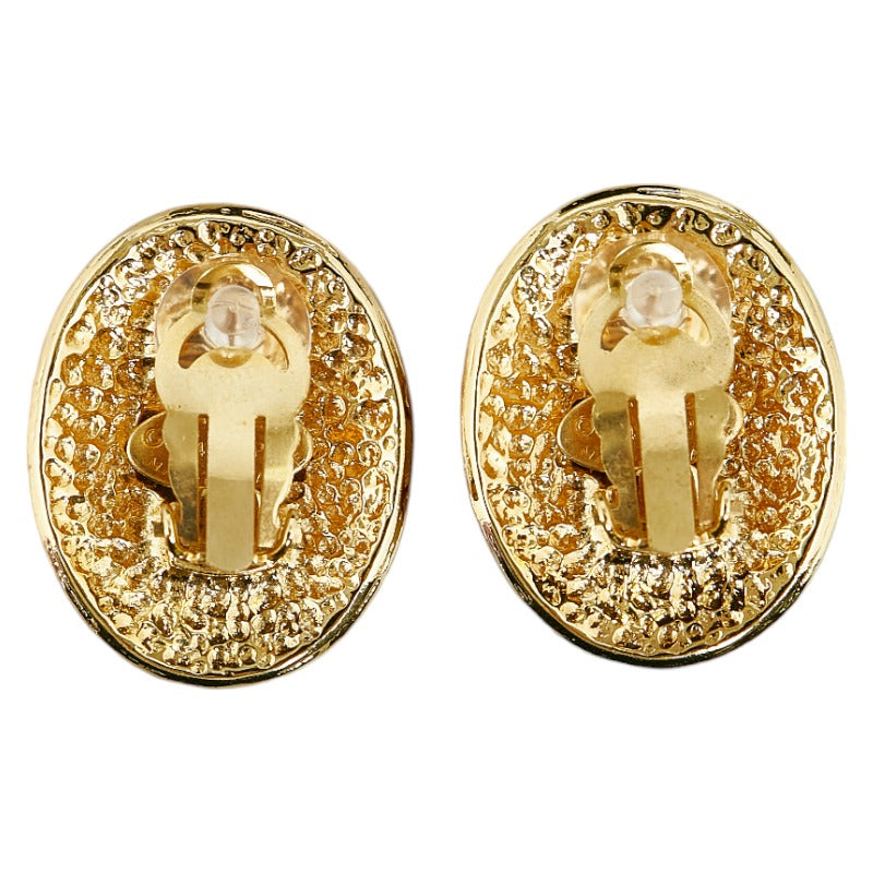 Chanel Vintage Cocomark Oval Earring Gold  Ladies Chanel