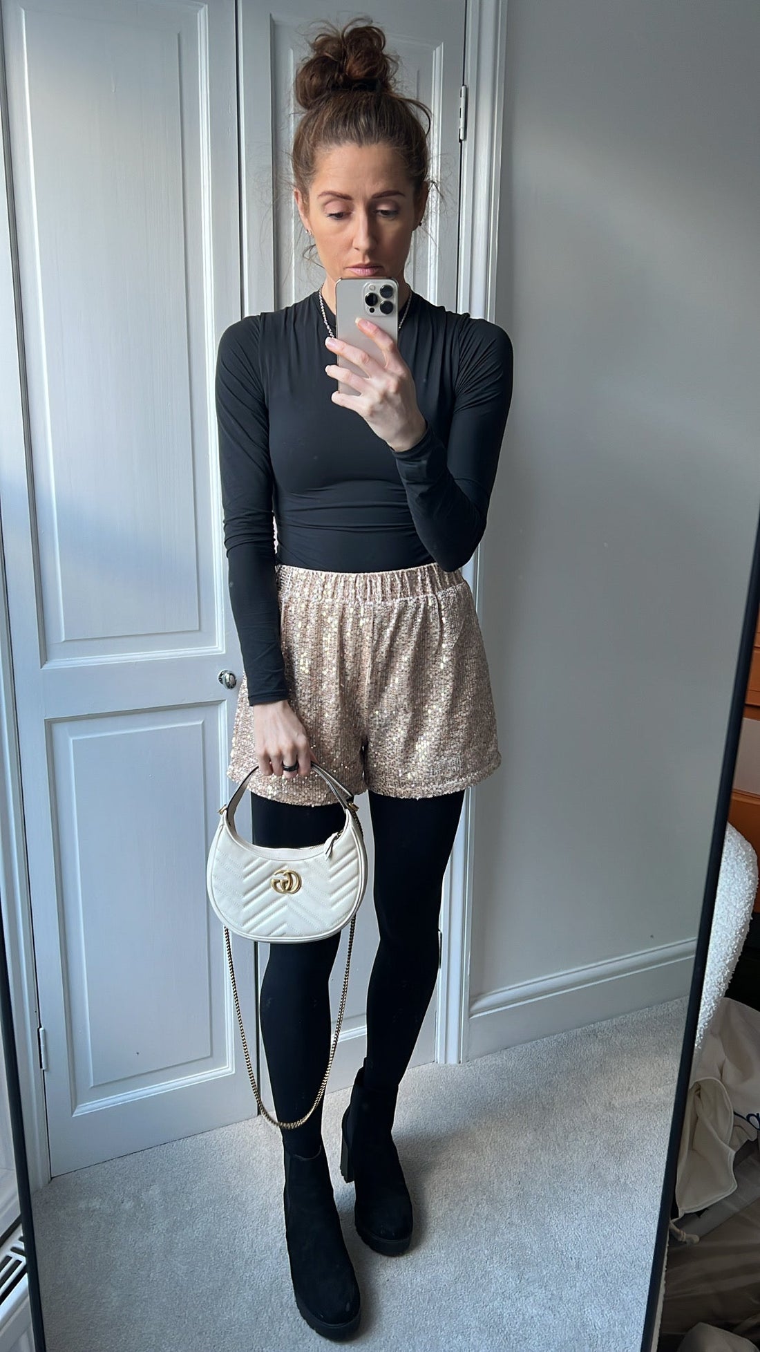 Gucci GG White Mini Half Moon Marmont Shoulder Bag (RRP £1160)