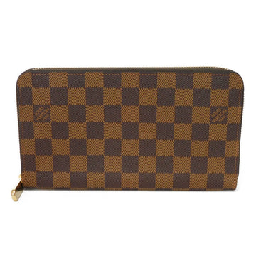 LOUIS VUITTON Long Wallet Purse N63502 Damier canvas x grain leather (embossed) Ebene Damier Zippy Organizer NM mens Used