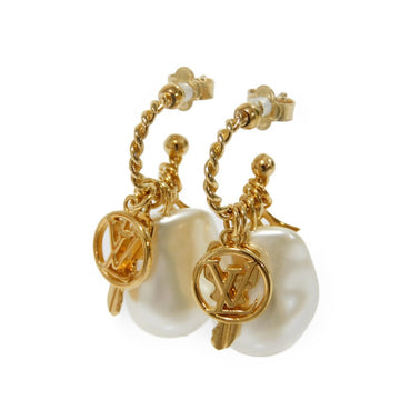 LOUIS VUITTON Pierce M00392 Faux pearl x plated Ivory LV circle Book Les Dores to Gathered Women Used