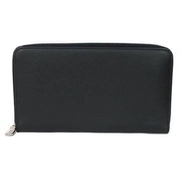 LOUIS VUITTON Long Wallet Purse M30056 Taiga leather (stamped) Noir Taiga Zippy Organizer NM mens Used
