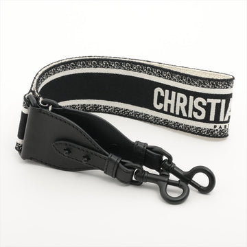 Dior Shoulder Strap Leather X Fabric Black X White Earl