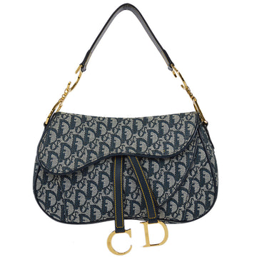 Christian Dior 2001 Navy Trotter Double Saddle Handbag