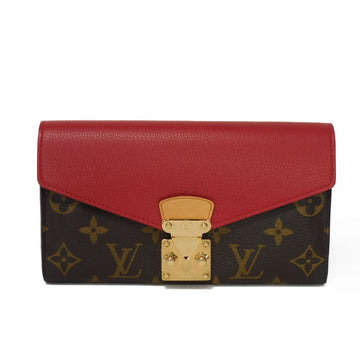 LOUIS VUITTON Long Wallet Purse M58414 Monogram canvas x Calfskin leather (embossed) Slys Monogram Portefeuille Palas Women Used
