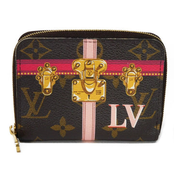 LOUIS VUITTON Coin case M62617 Monogram canvas x natural cowhide leather Pivoonne Summer trunk Zip around purse Women Used