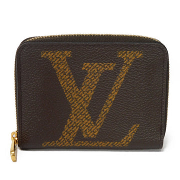 LOUIS VUITTON Coin case M69354 Monogram giant canvas x grained leather (embossed) Marron x Noir Monogram Giant Zippy coin purse unisex(Unisex) Used