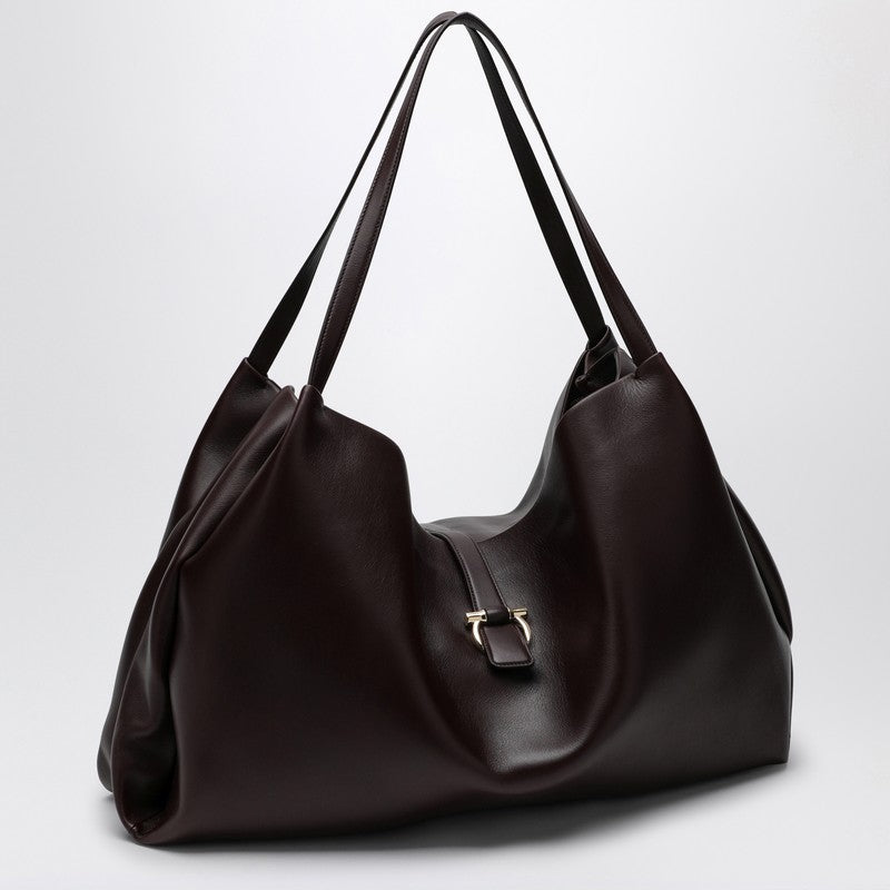 Ferragamo Large Burgundy Leather Tote Bag Women