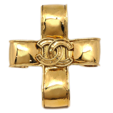 Chanel Cross Brooch Pin Corsage Gold 94P
